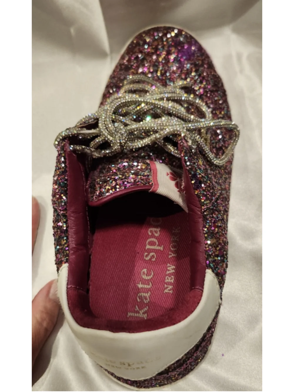 Kate Spade Glitter Sneakers, Purple and White